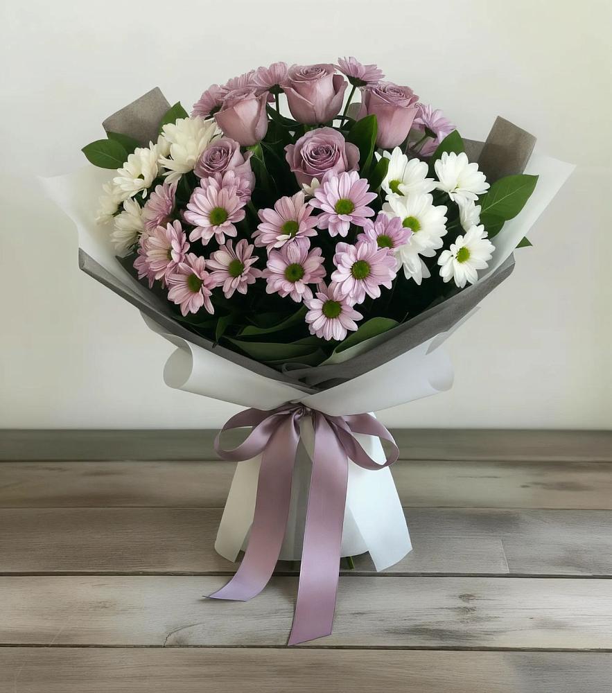 Букет цветов из: Хризантемы и Розы в Тырныаузе