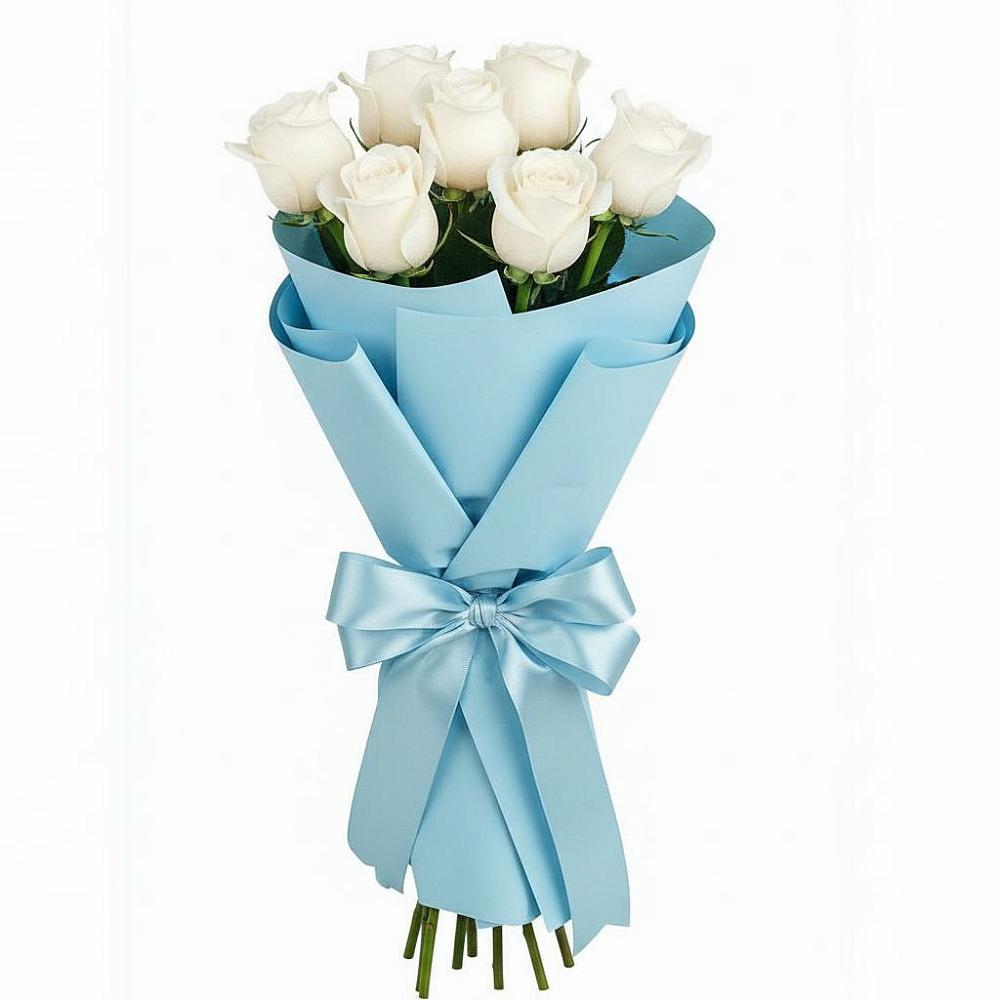 Букет 7 белых роз Проуд в Тырныаузе