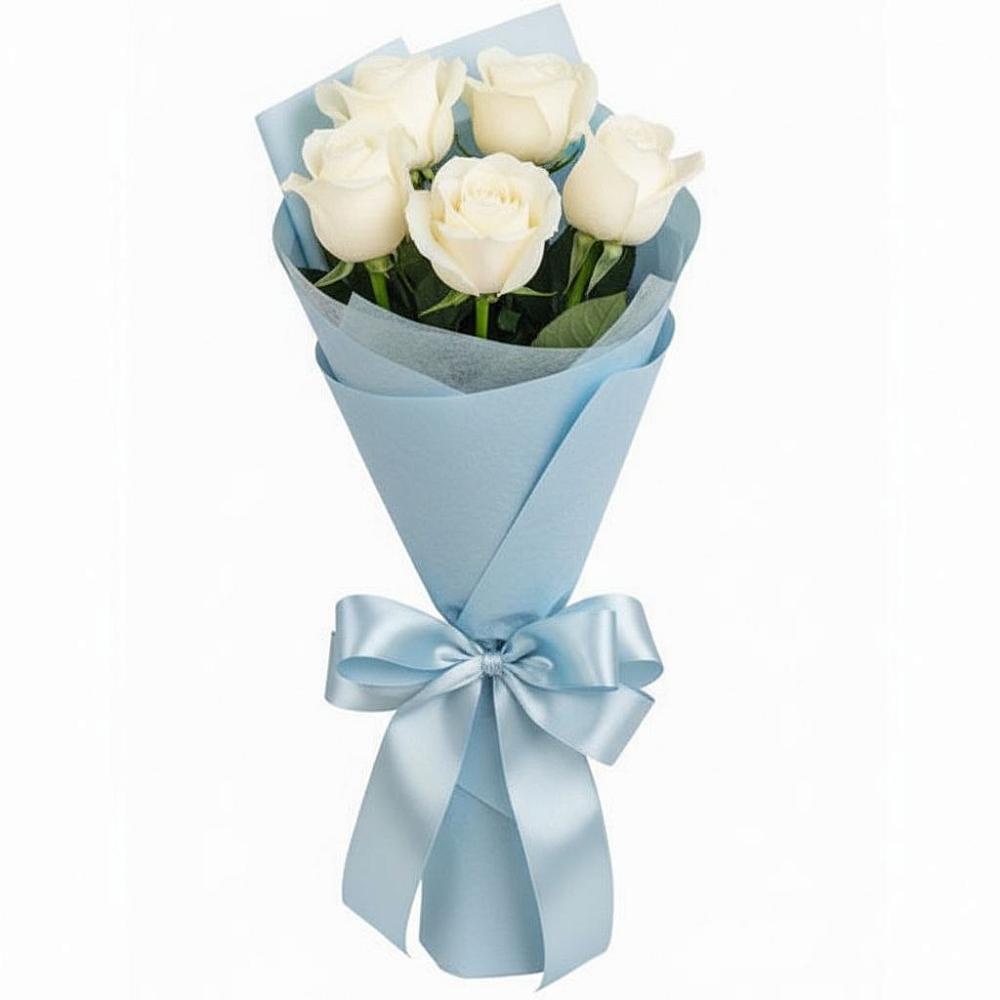 5 Белых роз Проуд в Тырныаузе Букет 5 Белых роз Проуд в Тырныаузе