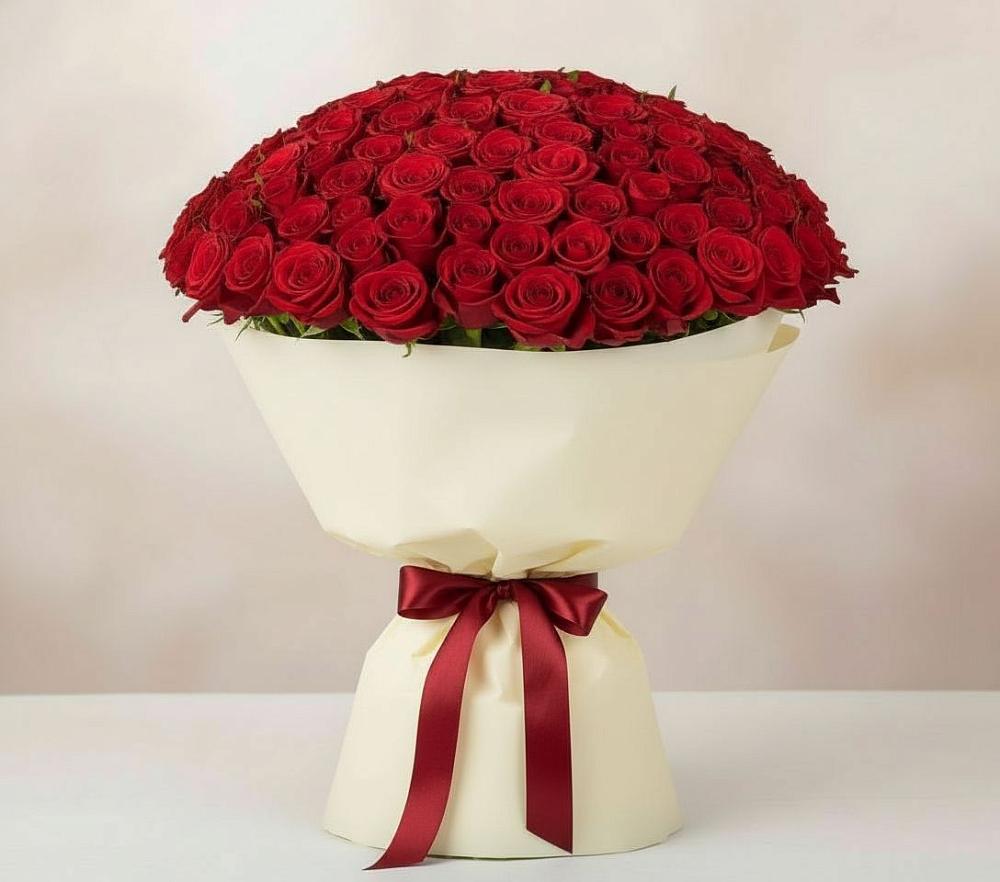 Букет 101 Красная роза Милано в Тырныаузе