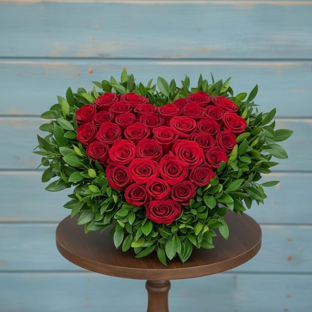 Цветочная композиция из Розы в виде сердца в Тырныаузе