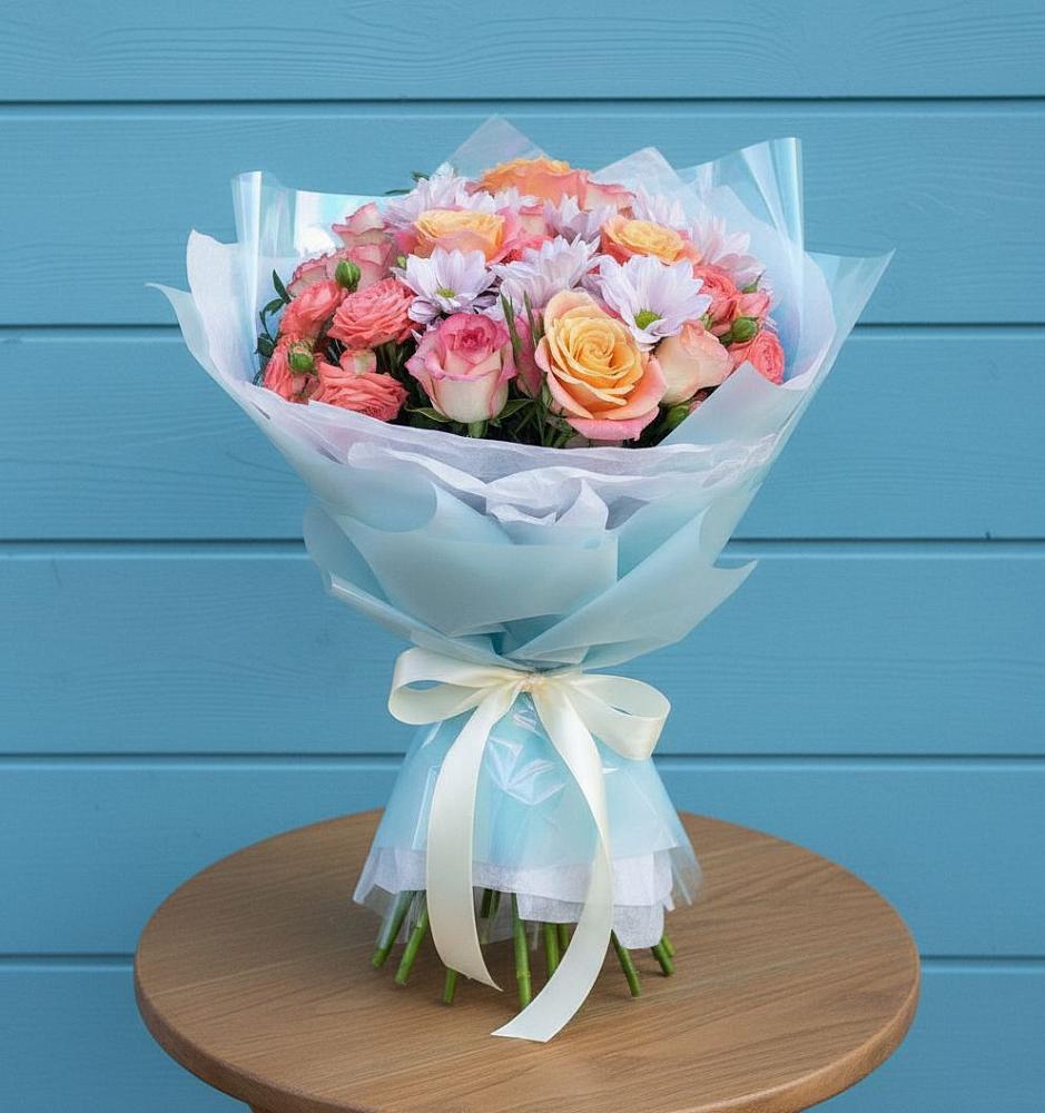 Букет цветов из: Хризантемы и Розы в Тырныаузе