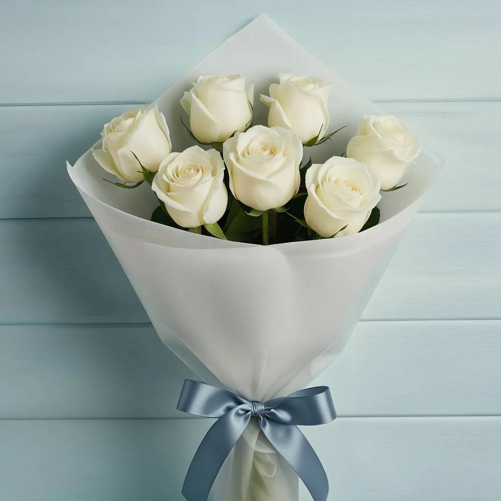 7 Белых роз Эдлесс Лав в Тырныаузе Букет 7 Белых роз Эдлесс Лав в Тырныаузе