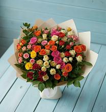 Букет Микс из разноцветных кустовых роз #REPLACE_PRED# Тырныаузе